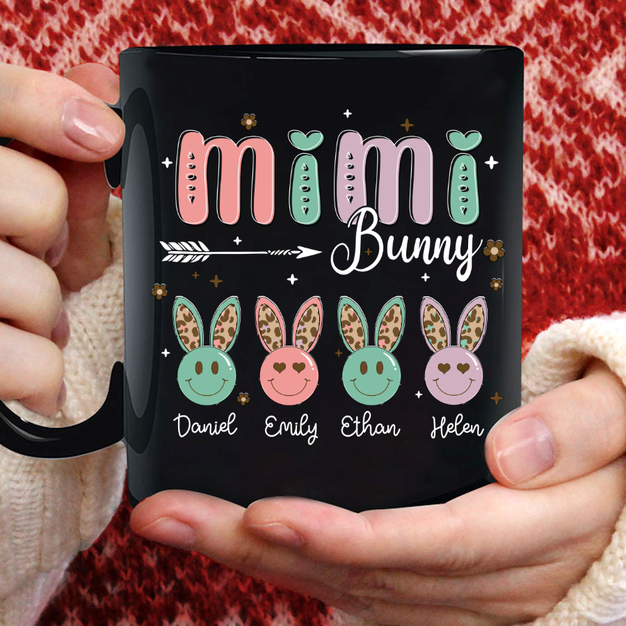 Personalized Bunny Grandma With Grandkids Cute Mug