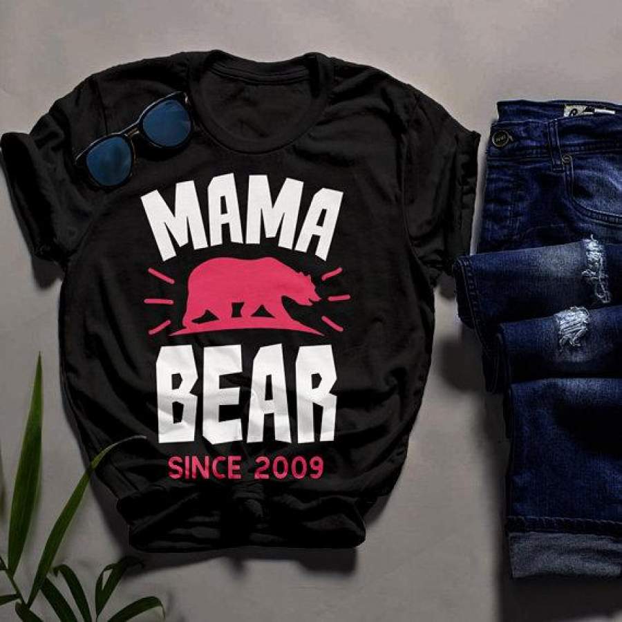 Men’s Personalized Mama Bear T Shirt Mom Since Shirts Custom Graphic Tee Mother’s Day