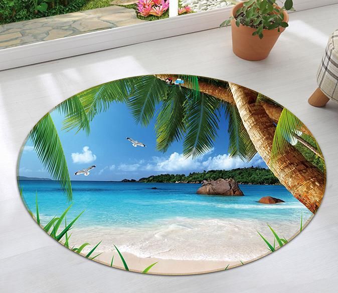 3D Beach Stone 020 Round Rug – Round Carpet Home Decor