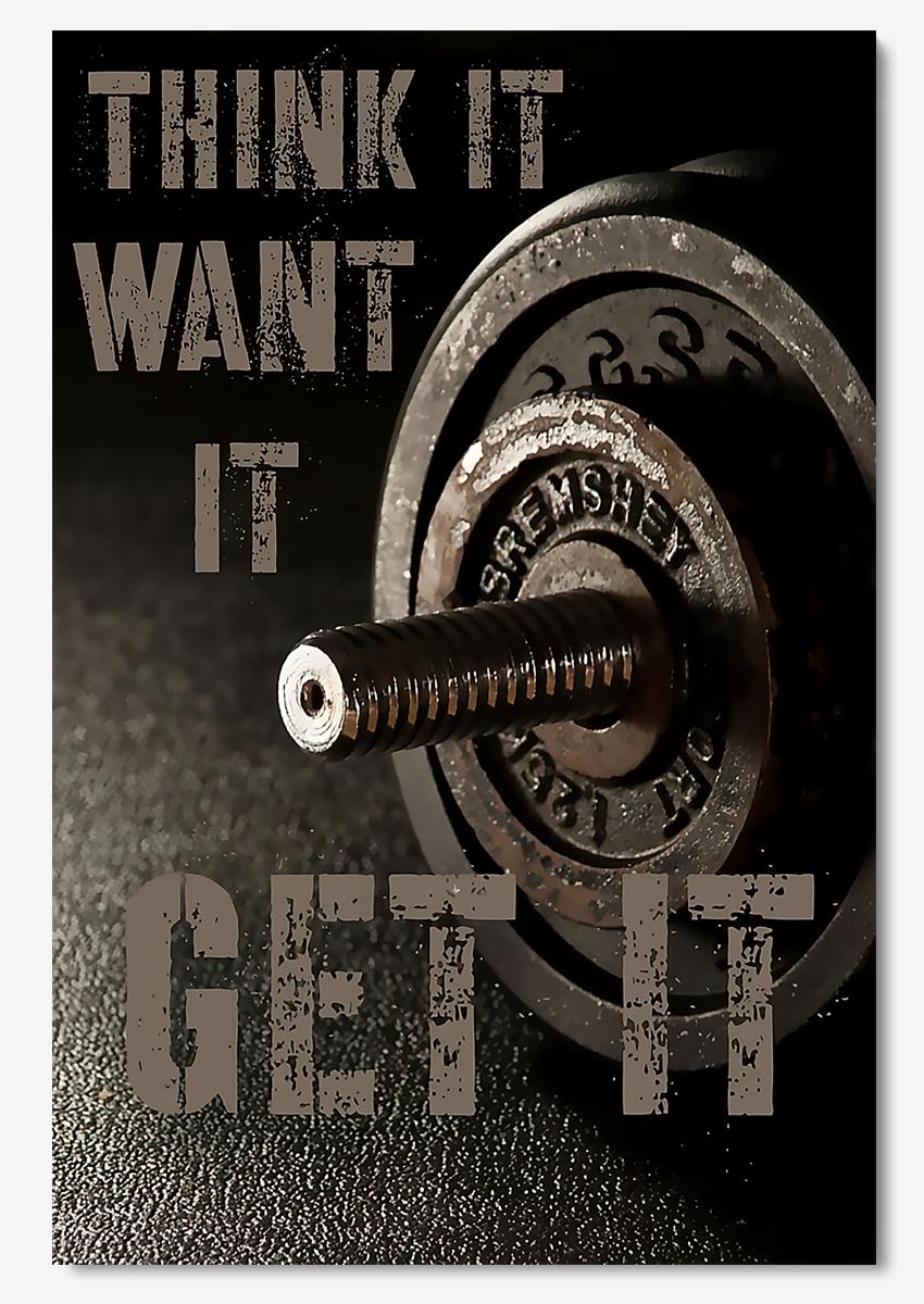 Think It Want It Get It Inspirational Fitness Quotes Wall Art For Home Decor Poster