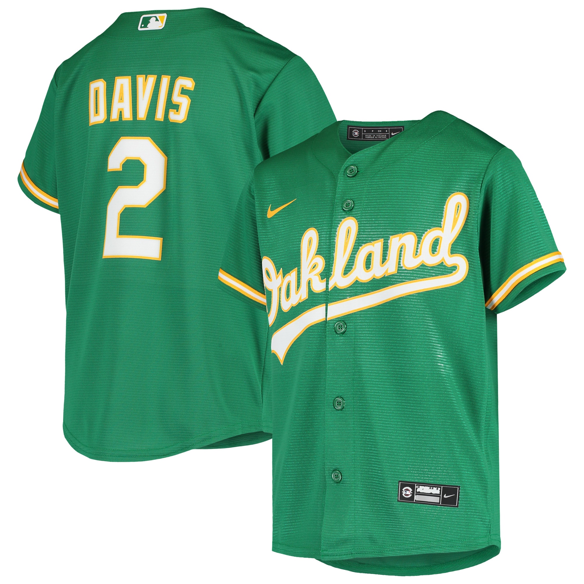 Khris Davis Oakland Athletics Youth Alternate Replica Jersey – Green