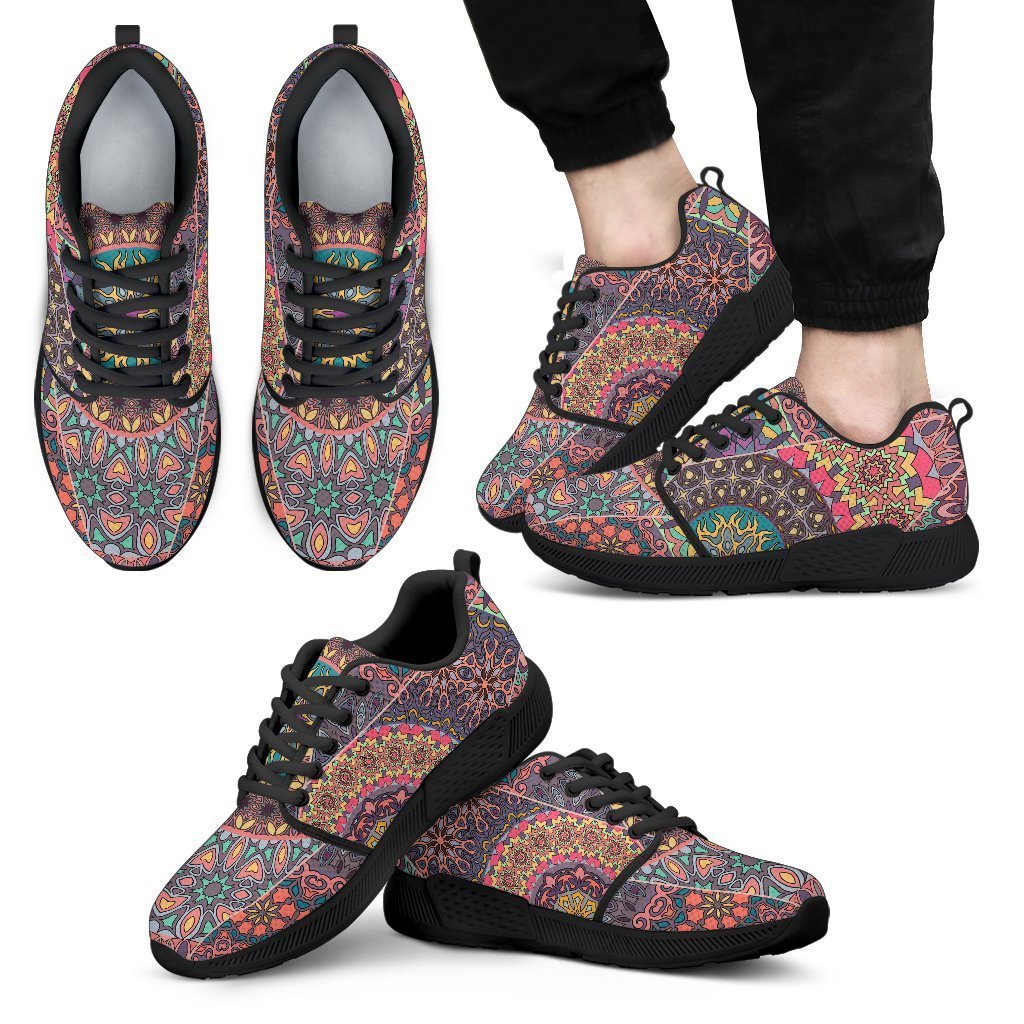 Vintage Bohemian Floral Mandala Print Men’S Athletic Shoes