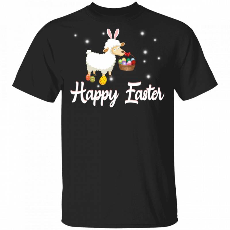 Bunny Sheep Pulls Eggs Basket Funny Rabbit Bunny Eggs Easter Day Matching Shirt For Kids Men Women Sheep Lover Farmer Gifts T-Shirt