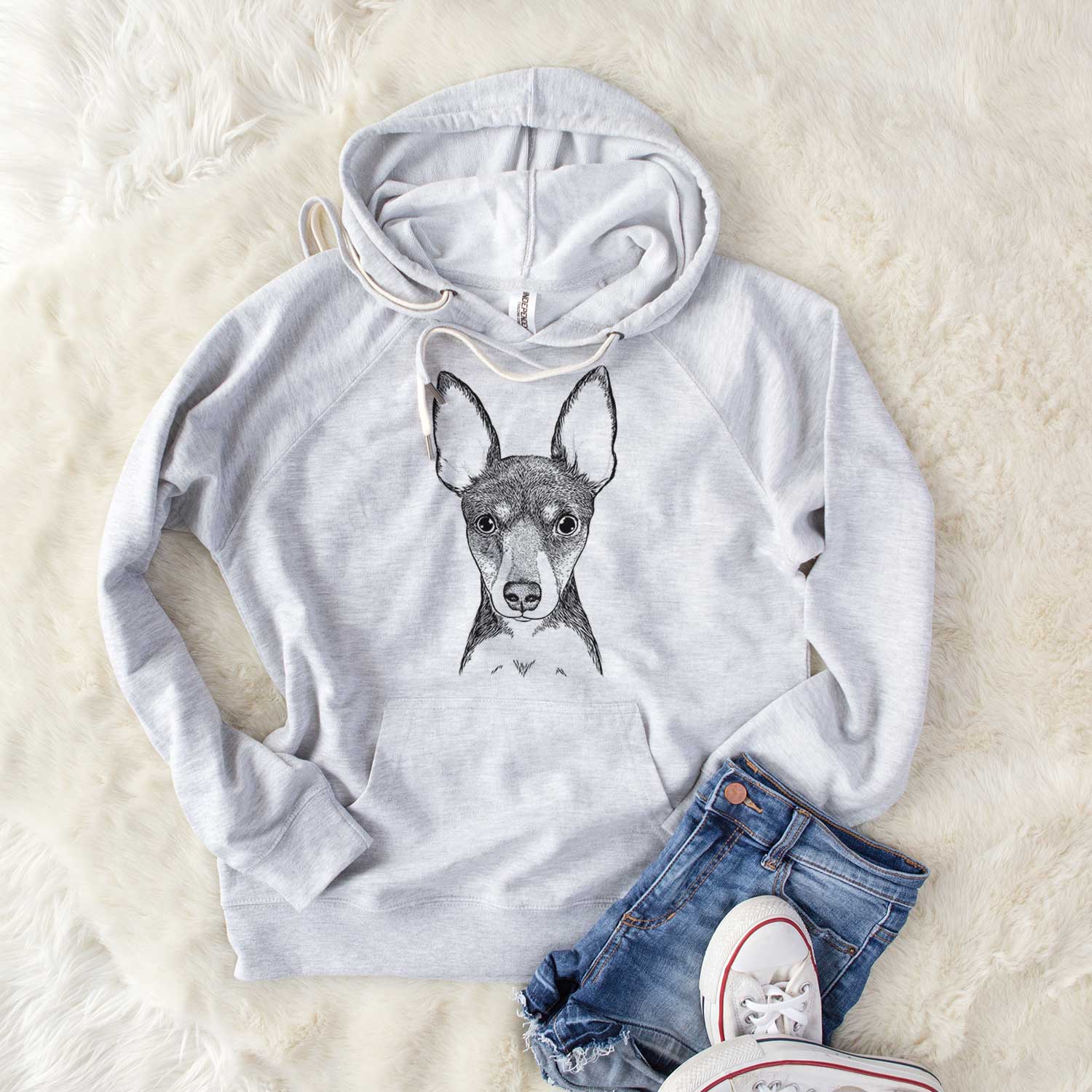 Bare Tiny The Toy Fox Terrier – Unisex Loopback Terry Hoodie