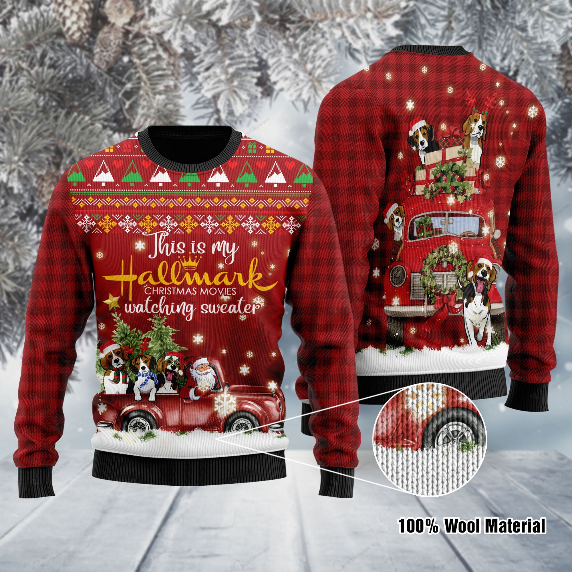 Beagle And Santa Claus With Sayings This Is My Hallmark Christmas Movie Watching Ugly Sweater For Beagle And Hallmark Lover Ugly Sweater 0166 T1VTH0163