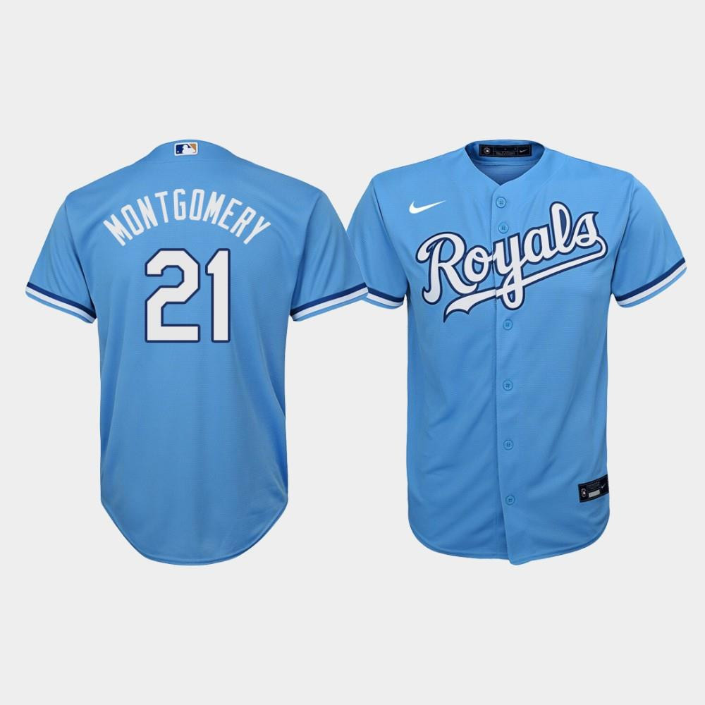 Youth Kansas City Royals Mike Montgomery 21 Light Blue Alternate Jersey