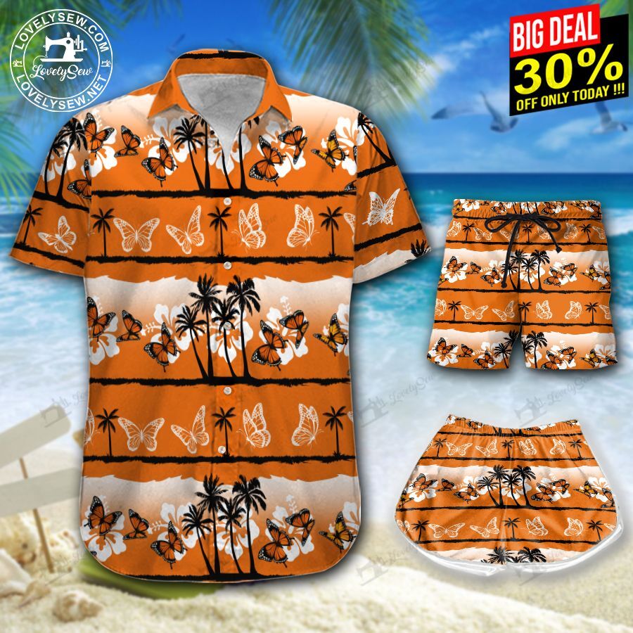 Butterfly Sunset Hawaiian Shirt Shorts Ha106049