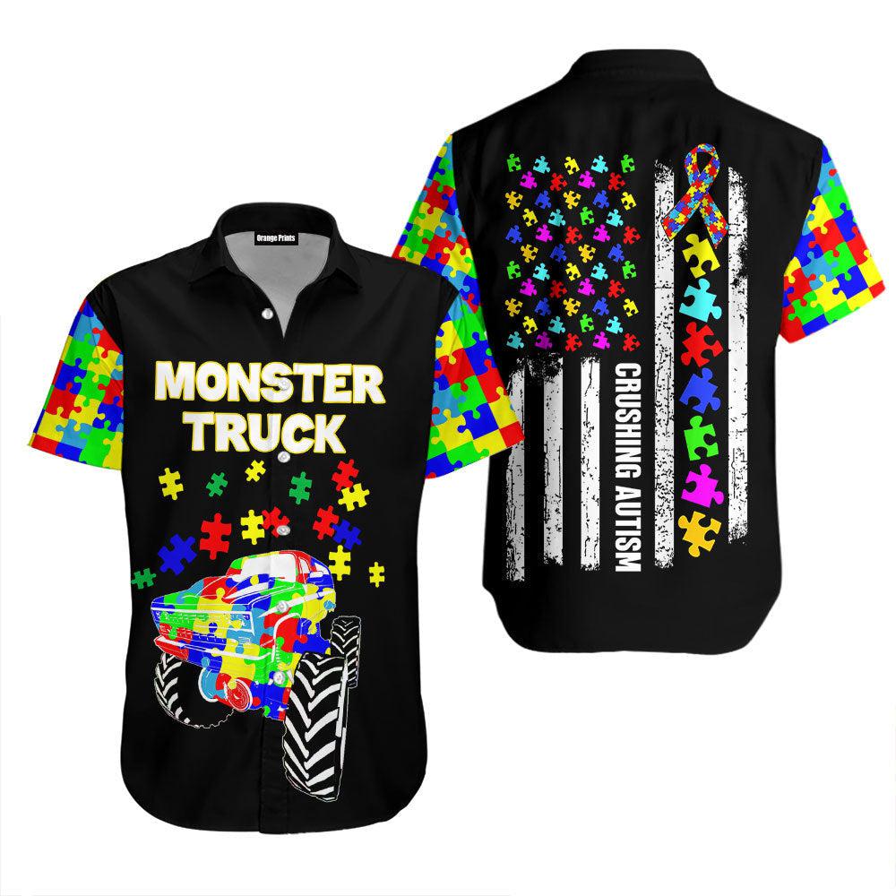 Monster Truck Crushing Autism Aloha Hawaii Shirts For Men Women Ha61959