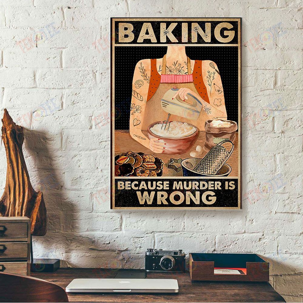 Canvas Prints Baking Because Murder Retro Black Wall Art Canvas Wall Art Home Decor