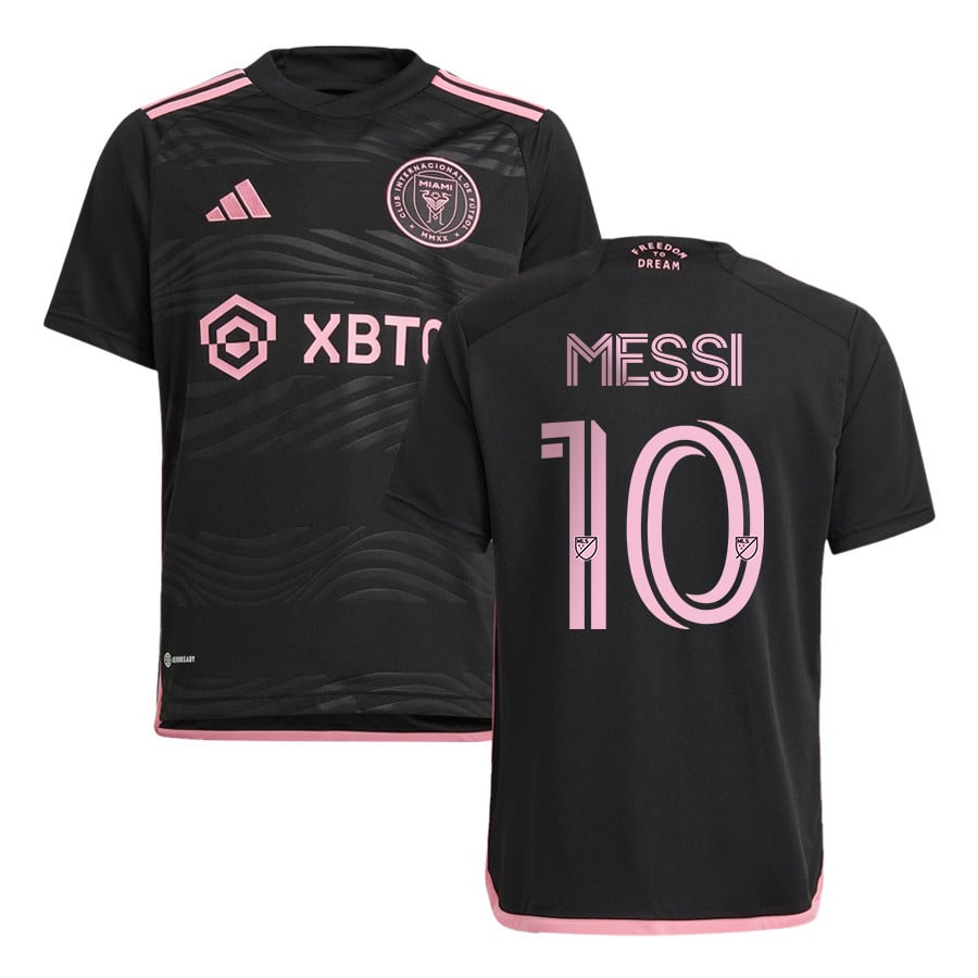 Lionel Messi 10 Inter Miami Fc 2023 Away Youth Jersey - Black - Opalve ...