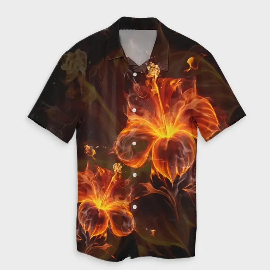 Hibiscus Fire Polynesian Hawaii Shirt For Men Women Ha38470