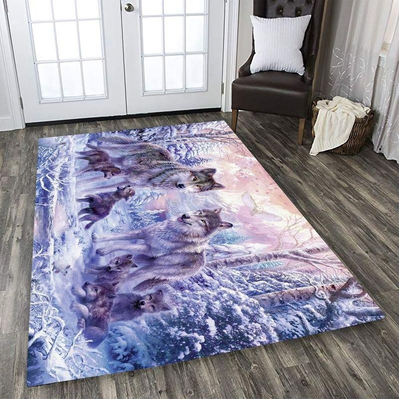 Winter Wolf Family Carpet Rug – Animal Door Mats Funny Rug Gift Floor Decorate