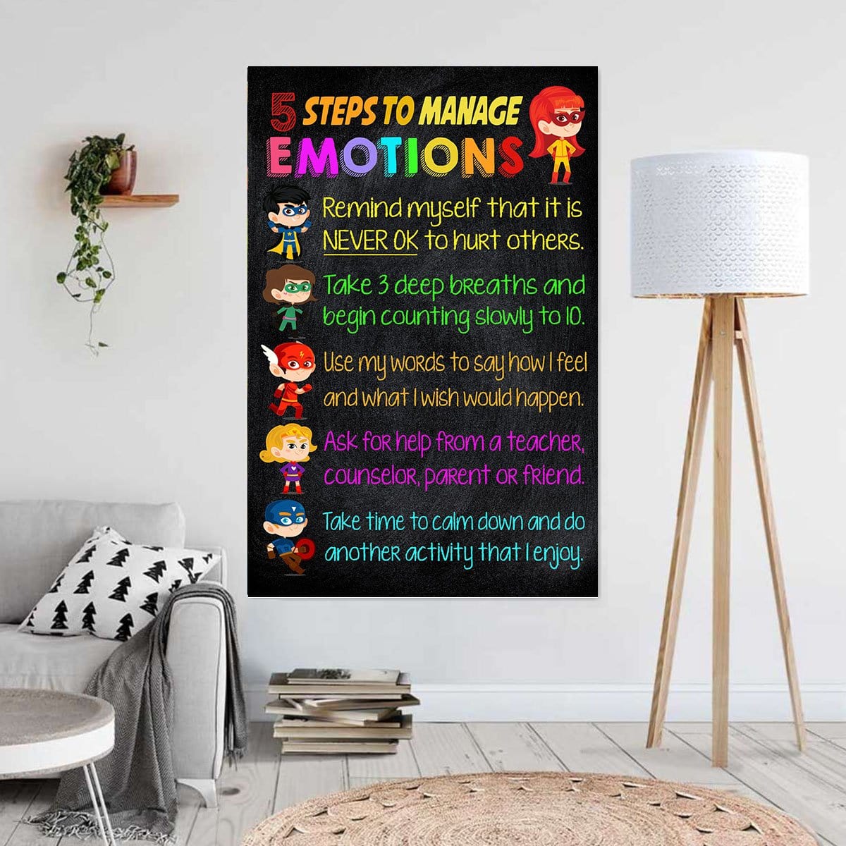 Canvas Artwork Teacher 5 Steps To Manage Emotions Home Decor Canvas