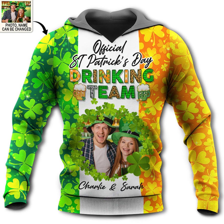 St Patrick’S Day Official Irish Drinking Team Beer Lover Custom Photo Personalized – Hoodie – Personalized Photo Gifts