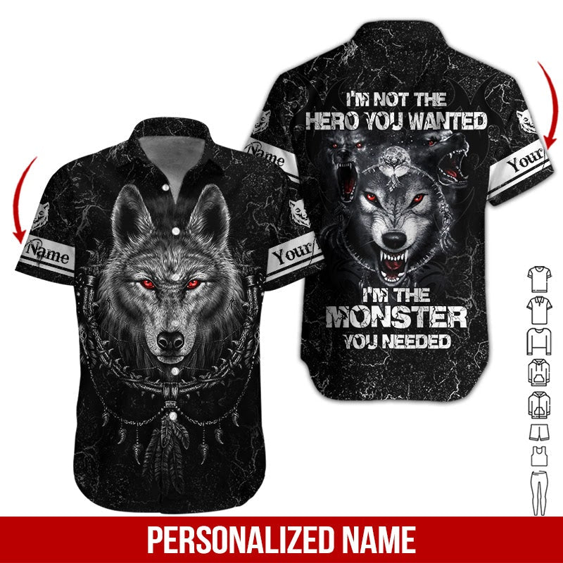 Love Wolf Custom Name Hawaii Shirt For Men Women Adult Ha44597