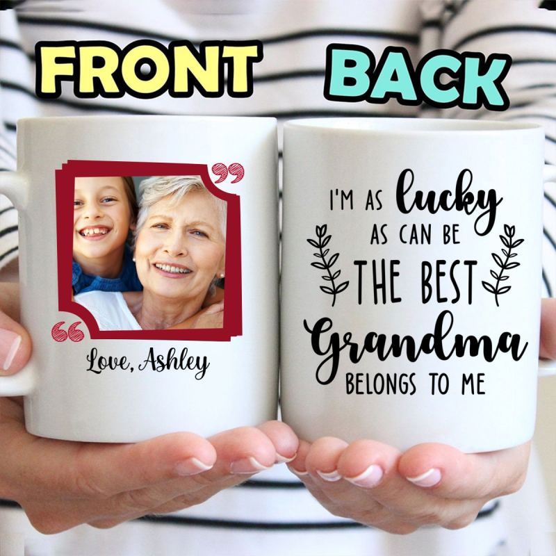 Personalized The Best Grandma Belongs To Me Custom Photo Coffee Mug