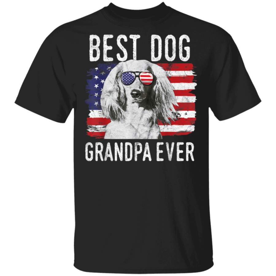 Mens American Flag Best Dog Grandpa Ever Dachshund USA TShirt