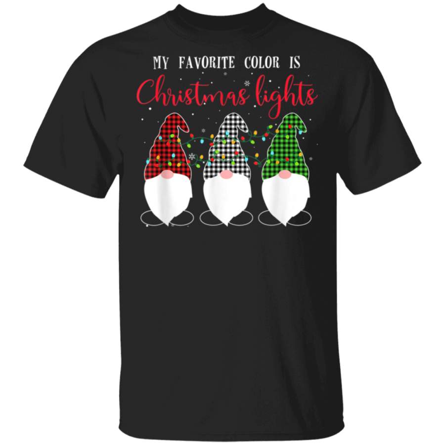 My Favorite Color Is Christmas Lights Three Gnomes Gift T-Shirt