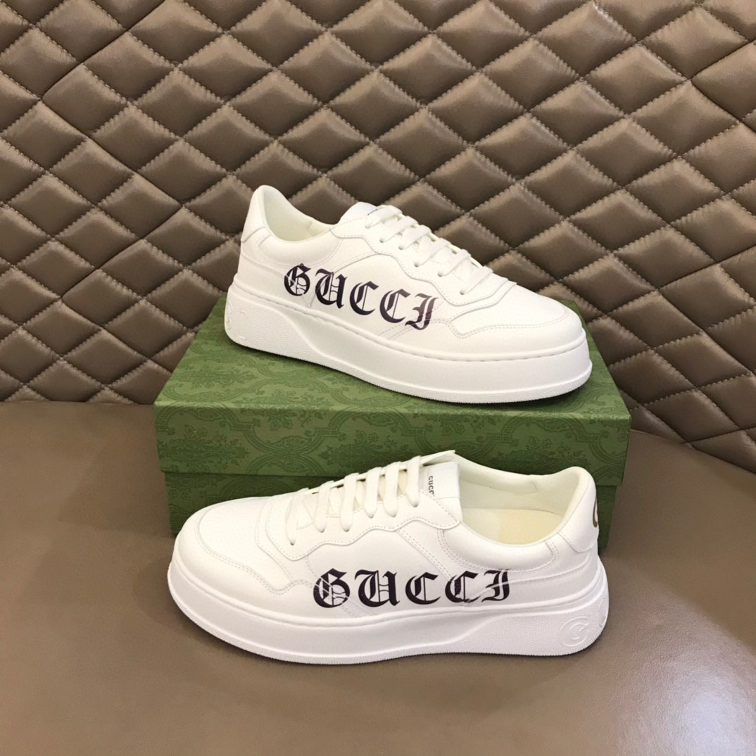 Gucci Graffiti Logo Leather Shoes Sneakers SNK714438343