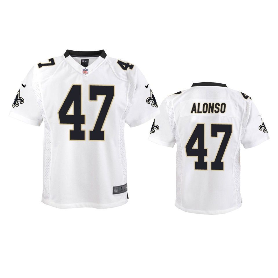 New Orleans Saints Kiko Alonso Game White Youth Jersey