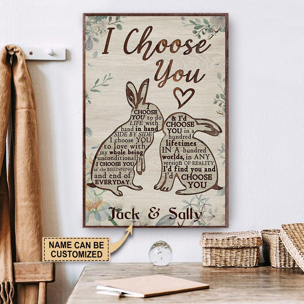 Personalized Canvas, Custom Canvas Prints Rabbit Couple I Choose You Poster Print, Canvas Poster Wall Art, Canvas Print Wall Decor