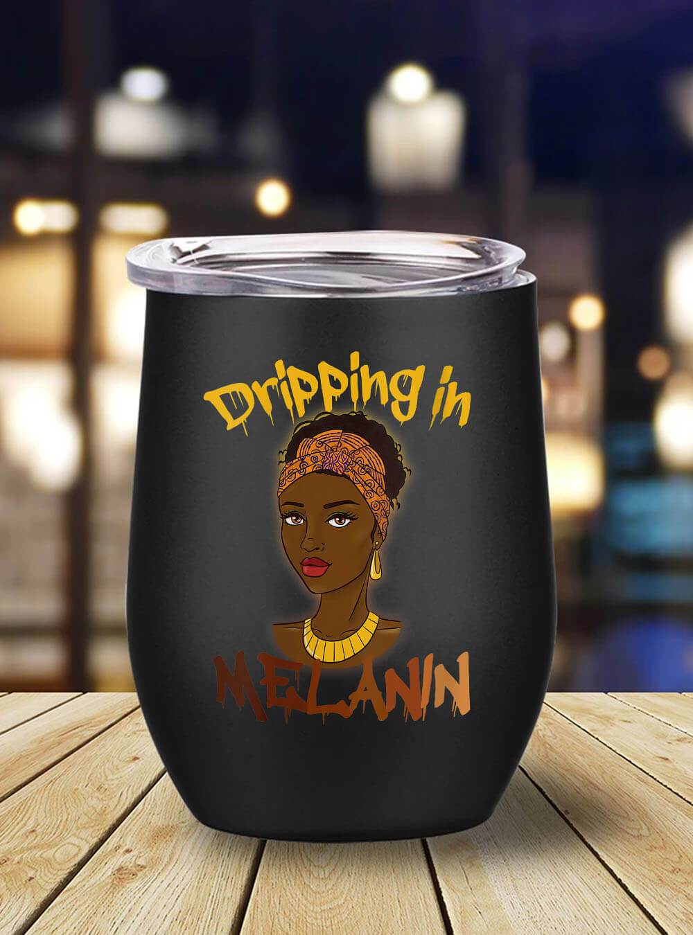 African Tumbler Womens Dripping In Melanin Afro Black Queen Pride Women Gift Stainless Steel Wine Tumbler Mug Black History Gift Ideas BPS8052