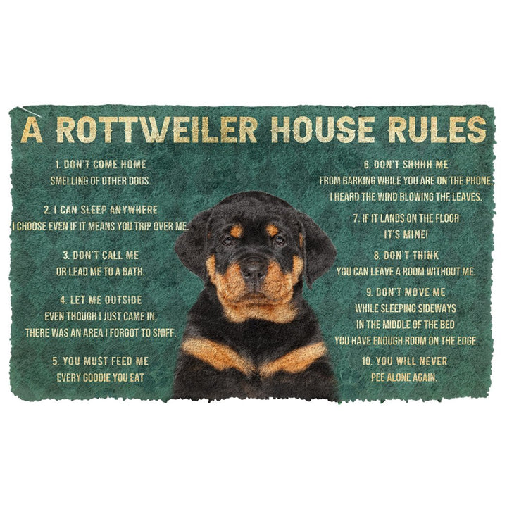 Waybackapparel House Rules Rottweiler Dog 3D Doormat