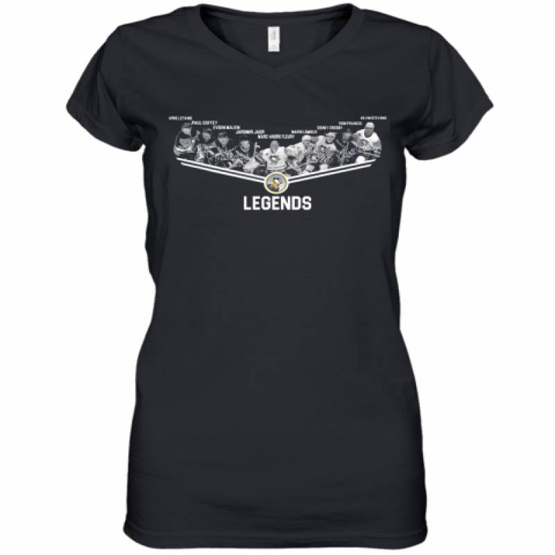 Pittsburgh Penguins Legends Team Player Signature Women's V-Neck T-Shirt