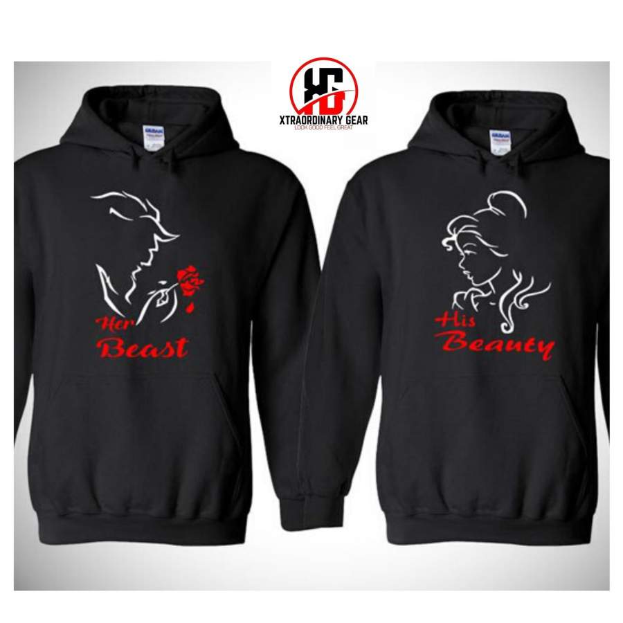 (Beauty and Beast) Couples hoodies, Matching Sweaters, His and Hers Matching Sweaters, Custom Hoodies