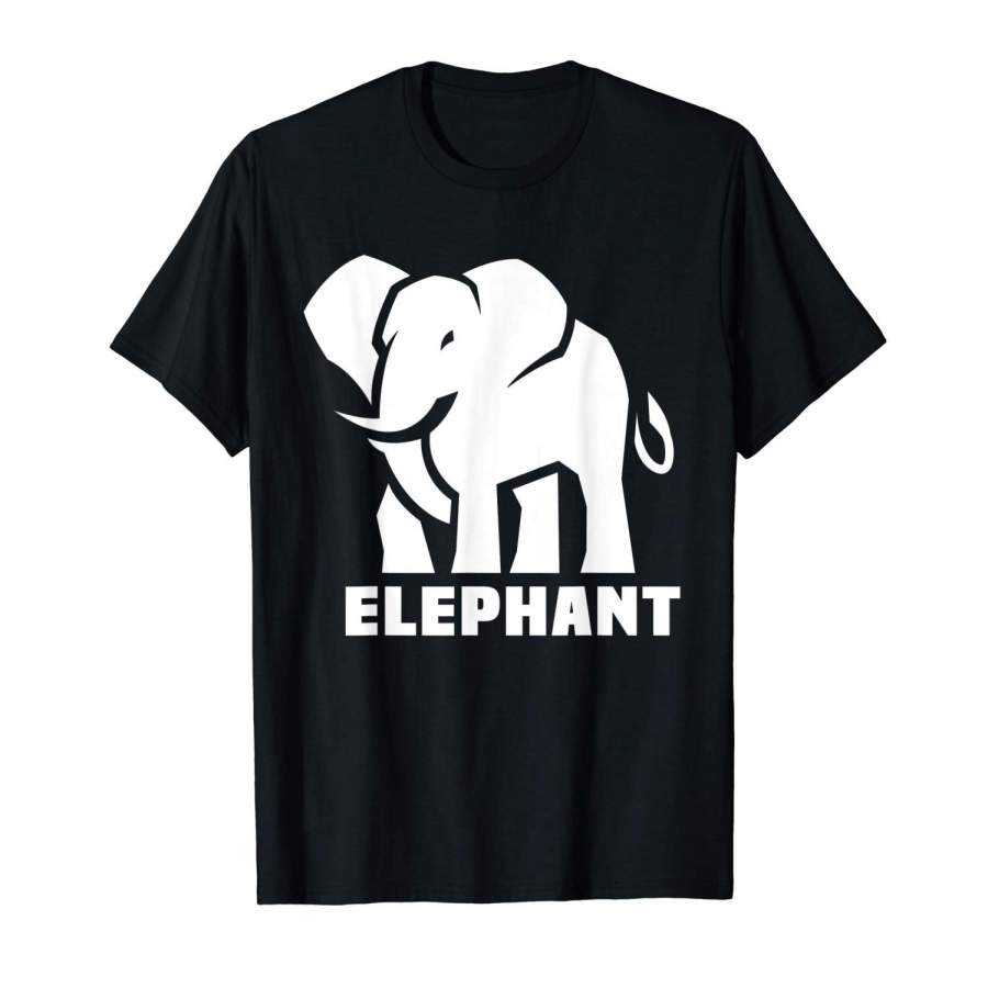 Men’S Fashion Cotton T Shirt White Silhouette Of Elephant