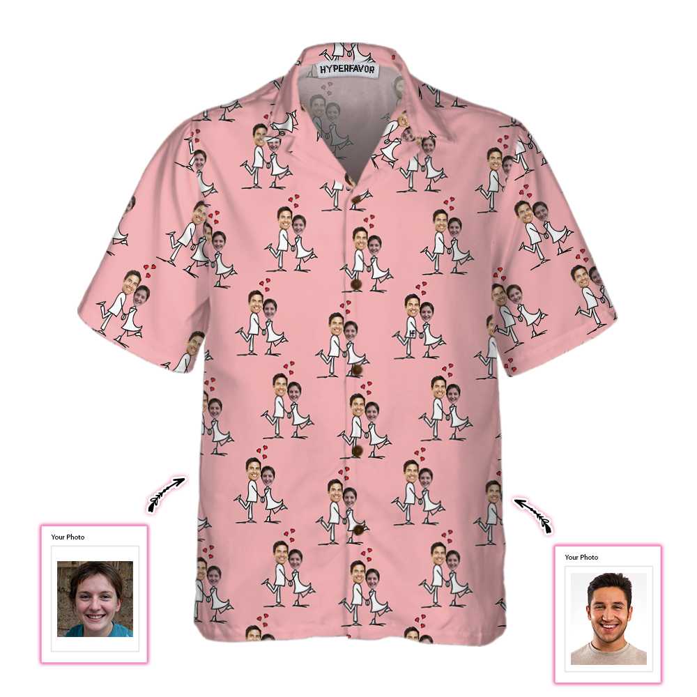 Valentine Couple Custom Photo Hawaii Shirt For Men Women Ha89334