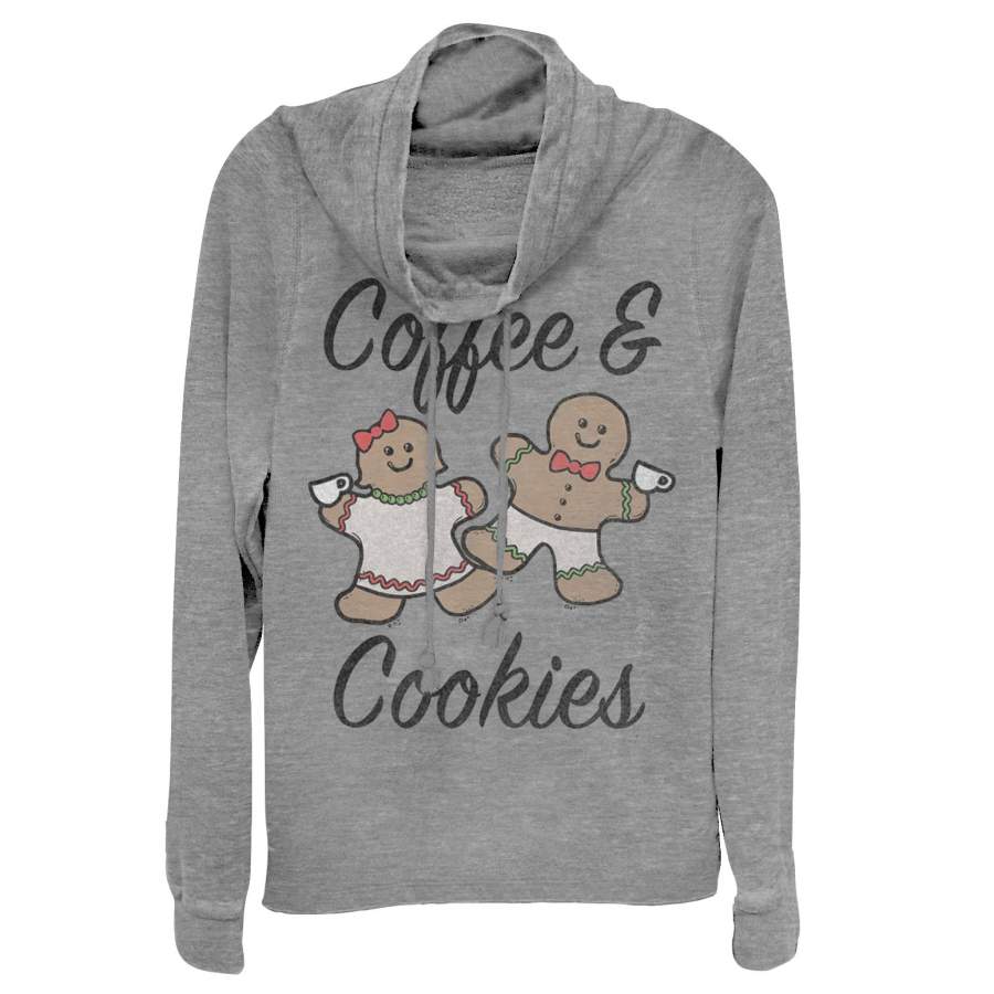 CHIN UP Junior’s Christmas Coffee and Cookies Cowl Neck Sweatshirt