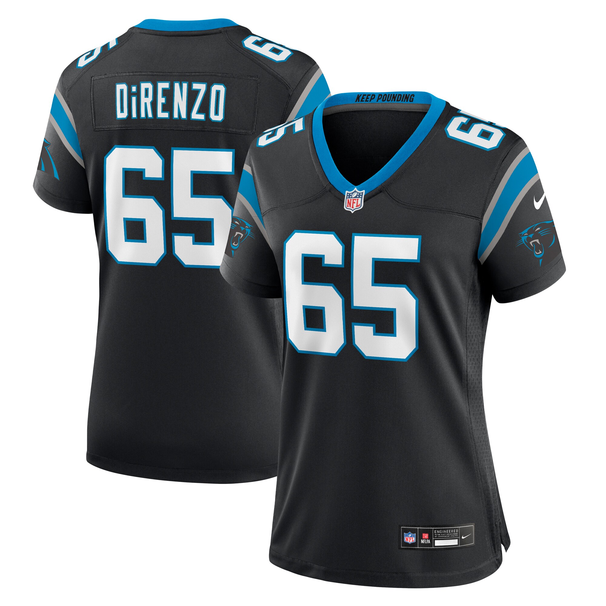 J.D. DiRenzo Carolina Panthers Women's Game Jersey – Black