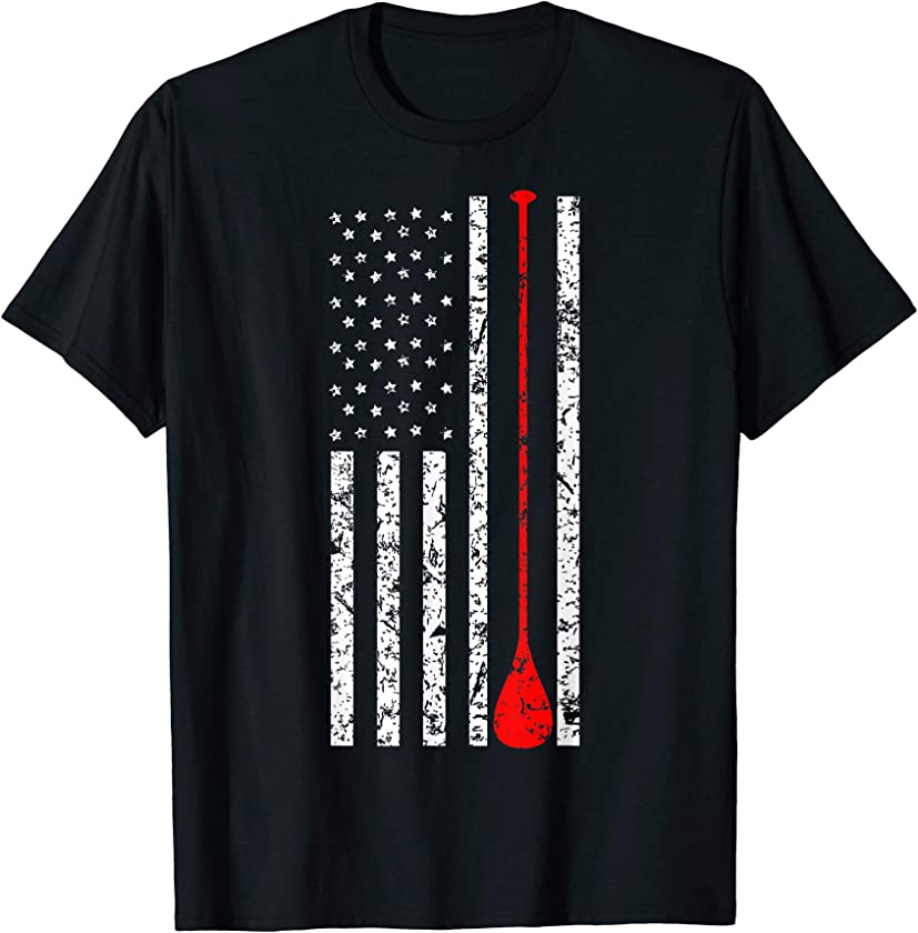 Vintage SUP T-Shirt Stand Up Paddle Board USA Flag Shirt