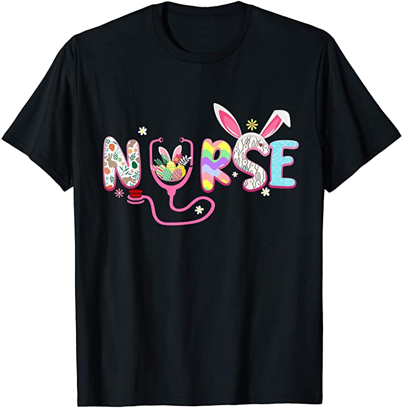 Blessed Easter Nurse Life Stethoscope Nurse Bunny Crew Gift T-Shirt