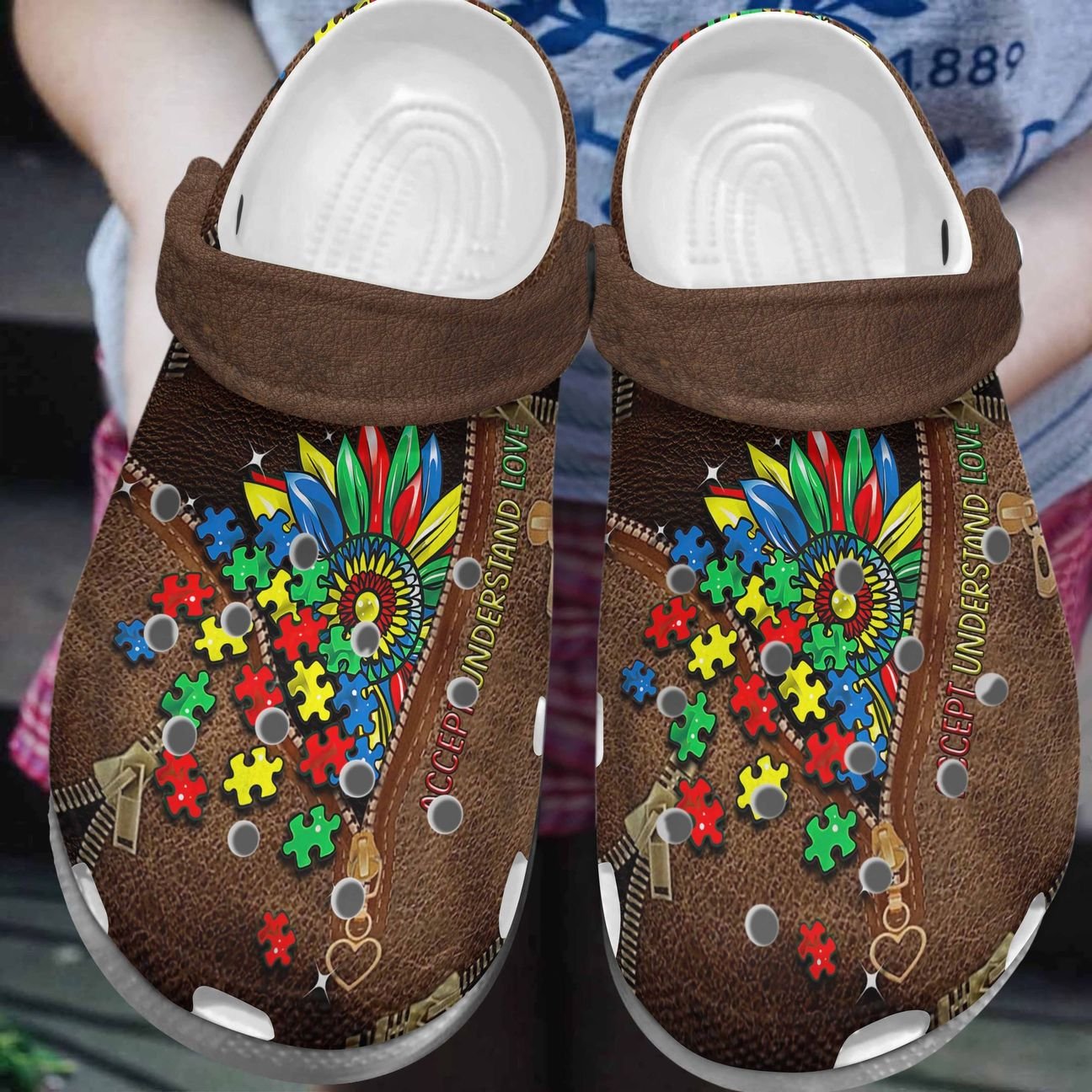 Autism Personalize Clog, Custom Name, Text, Fashion Style For Women, Men, Kid, Print 3D Autism Flower