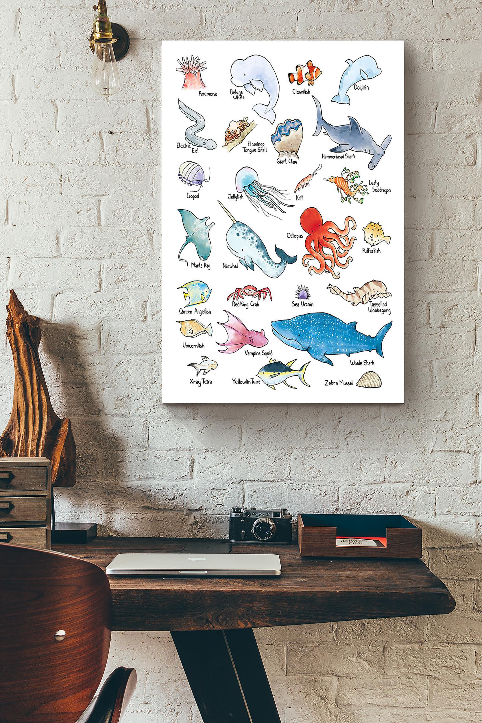 Sea Animal Alphabet Ocean Teacher Poster Wrapped Canvas