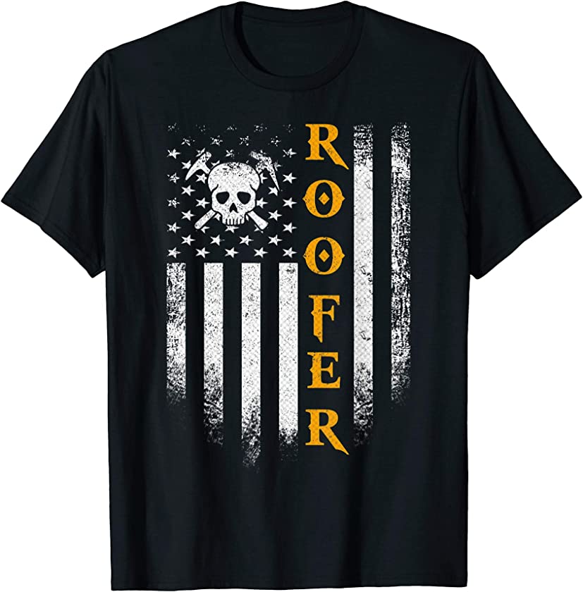 Vintage USA Roofer American Flag Patriotic Funny Cool Gift T-Shirt