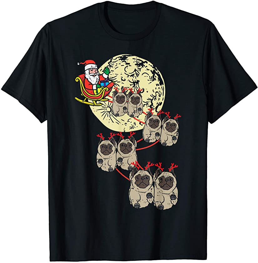 Reindeer Pug Santa Christmas Animal Pet Xmas Dog Lover Gift T-Shirt