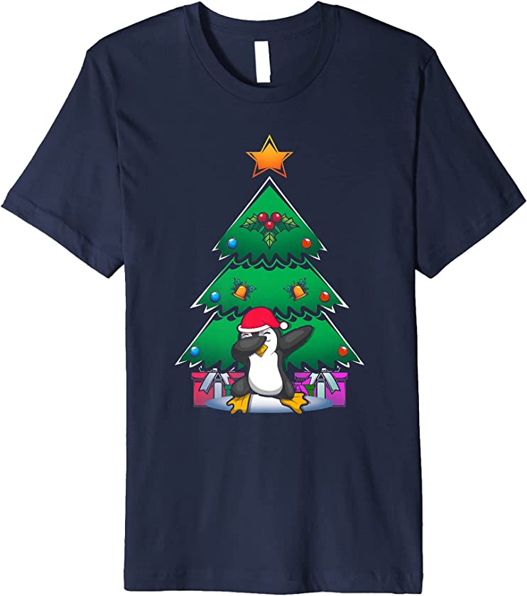 Merry Christmas Tree Animal Xmas Dabbing Antarctica Penguin Premium T-Shirt