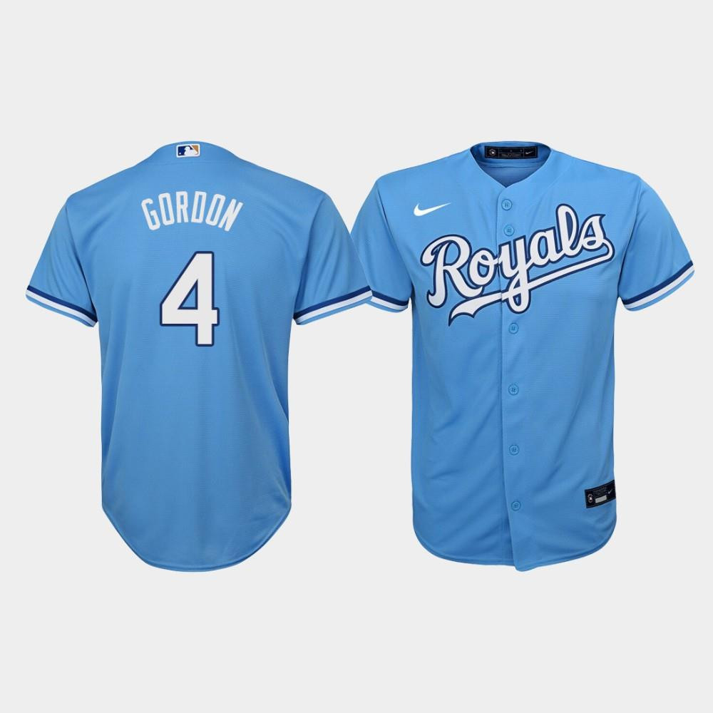 Youth Kansas City Royals Alex Gordon 4 Light Blue Alternate Jersey