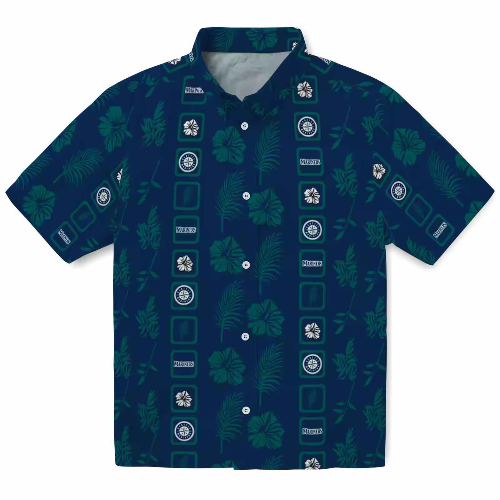 Seattle Mariners Framed Floral Navy Blue Hawaiian Shirt