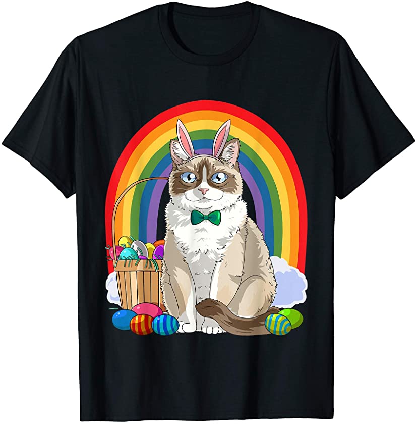 Snowshoe Cat Easter Eggs Bunny Rabbit T-Shirt