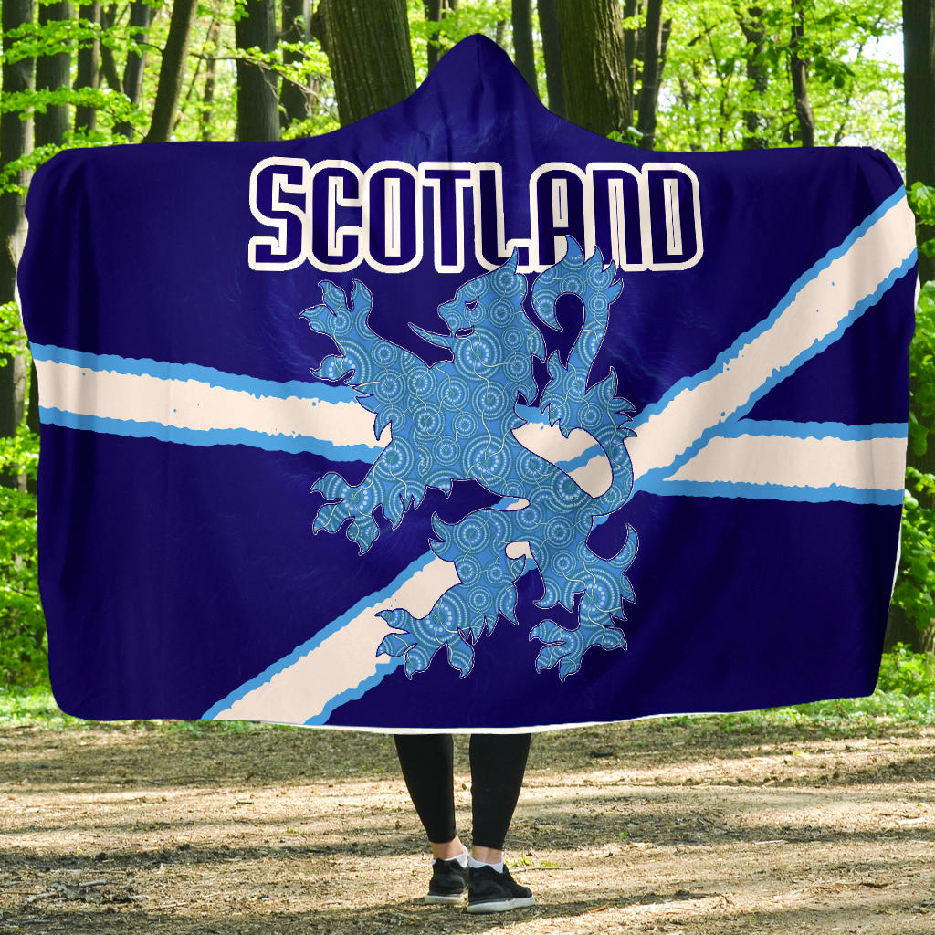 .1Stscotland Blue Economy Hooded Blanket Scottish Lion New Release A25