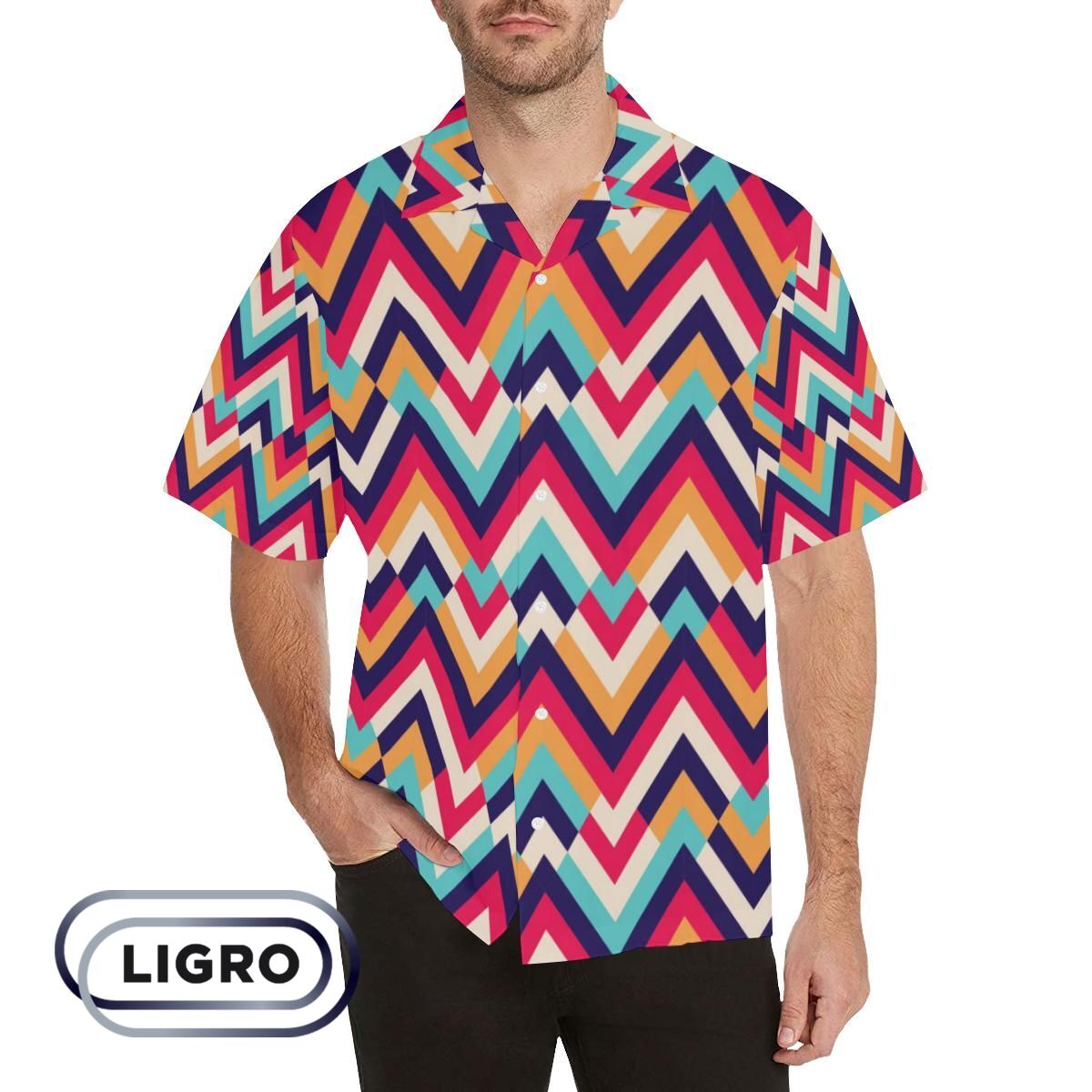 Zigzag Chevron Pattern Background Mens All Over Print Hawaiian Shirt