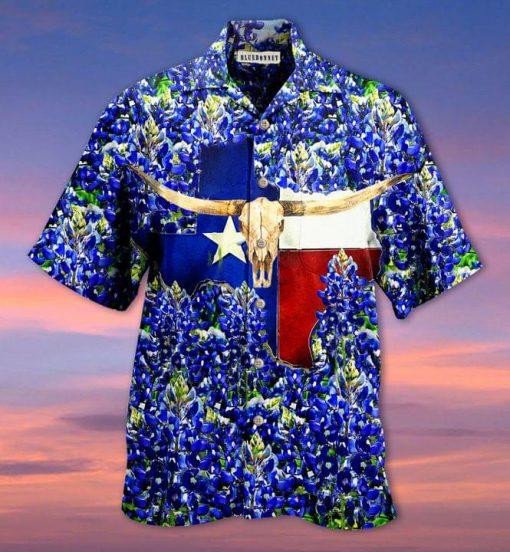 Texas Skull Bluebonnet Hawaii Shirt Unisex Adult Ha88681