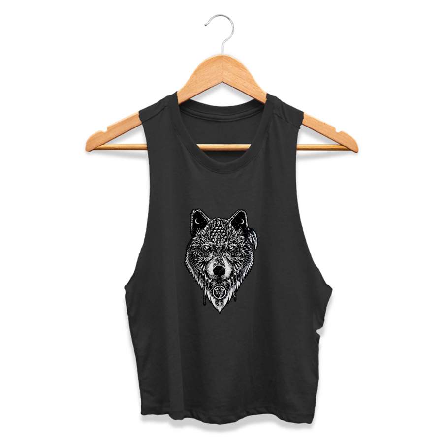 Spirit Animal Native American Guide CPY Womans Crop Tanktop Tee