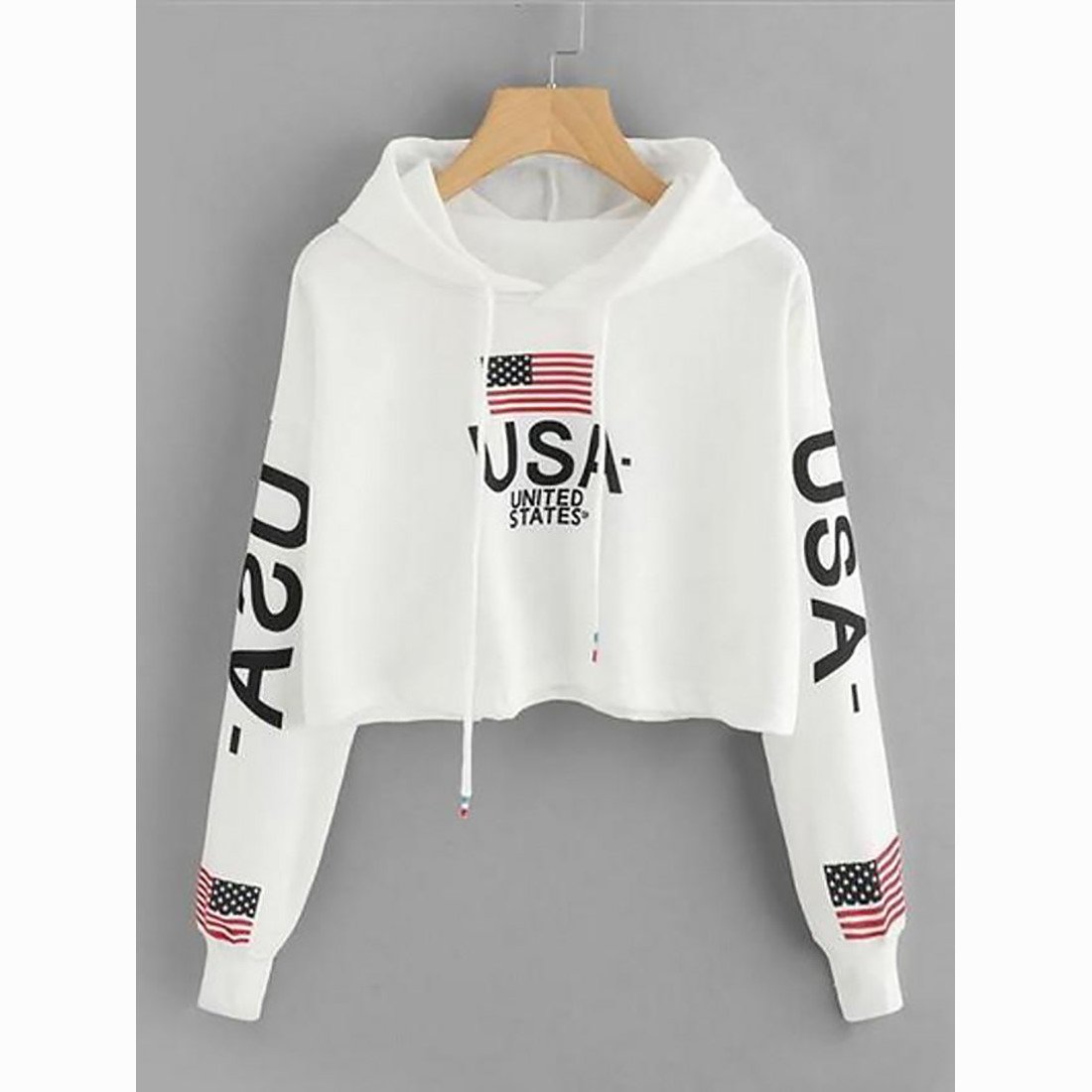 Women’s White Basic Crop Top Hoodie