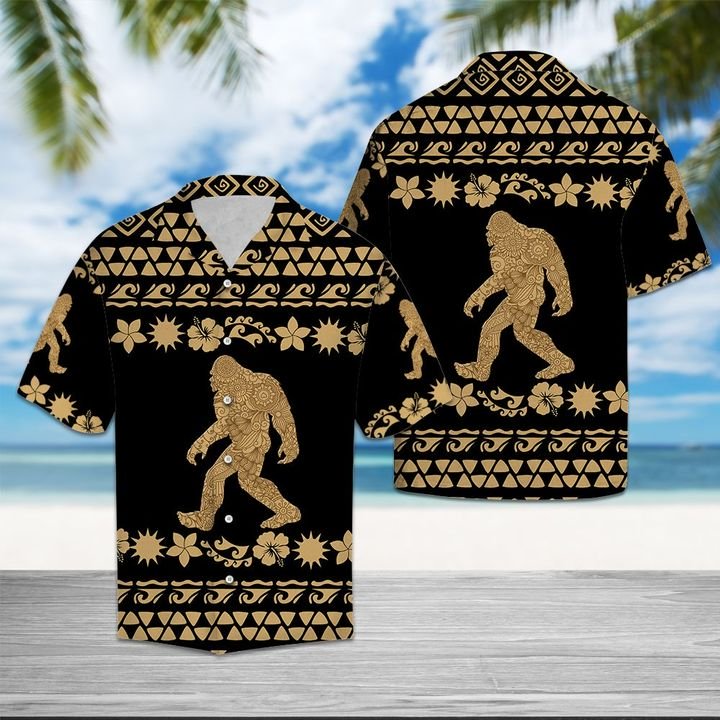 Bigfoot Tribal Pattern Hawaii Shirt Summer Button Up For Couple Ha66297