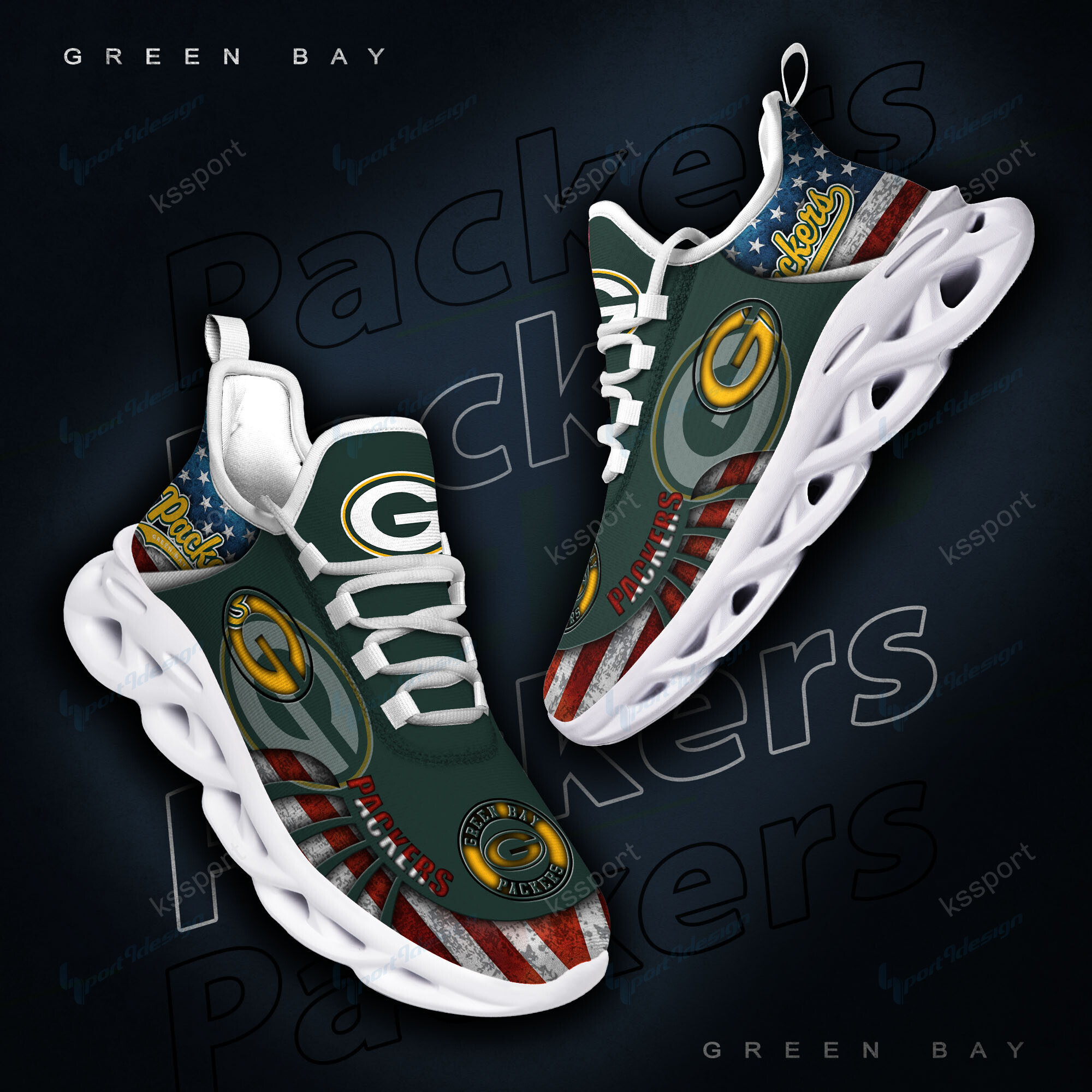 Green Bay Packers Yezy Running Sneakers Bg815